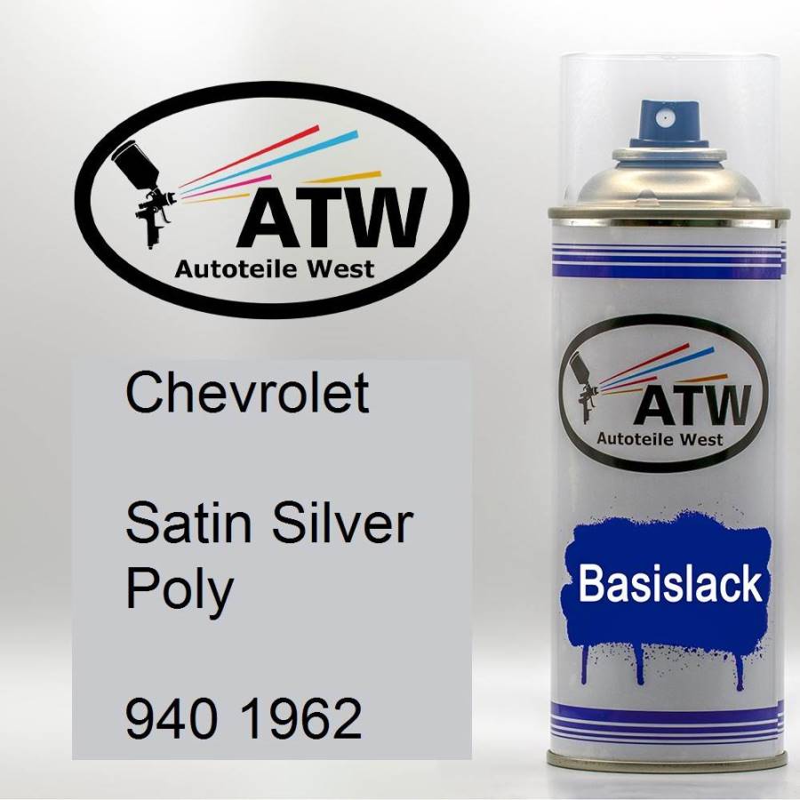 Chevrolet, Satin Silver Poly, 940 1962: 400ml Sprühdose, von ATW Autoteile West.